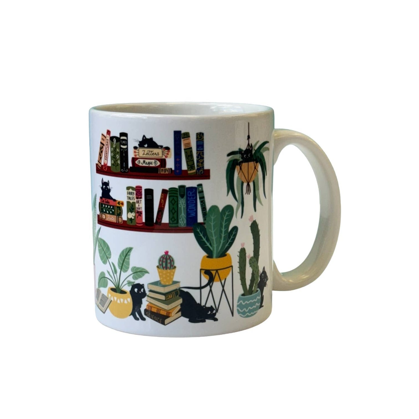 Cat Tales Coffee or Tea Mug w Plants & Books
