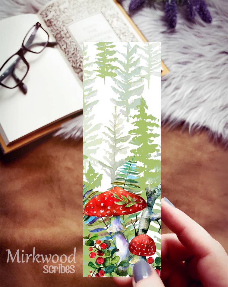 Mushroom Watercolor Bookmark