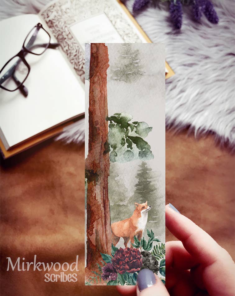 Forest Fox Watercolor Bookmark