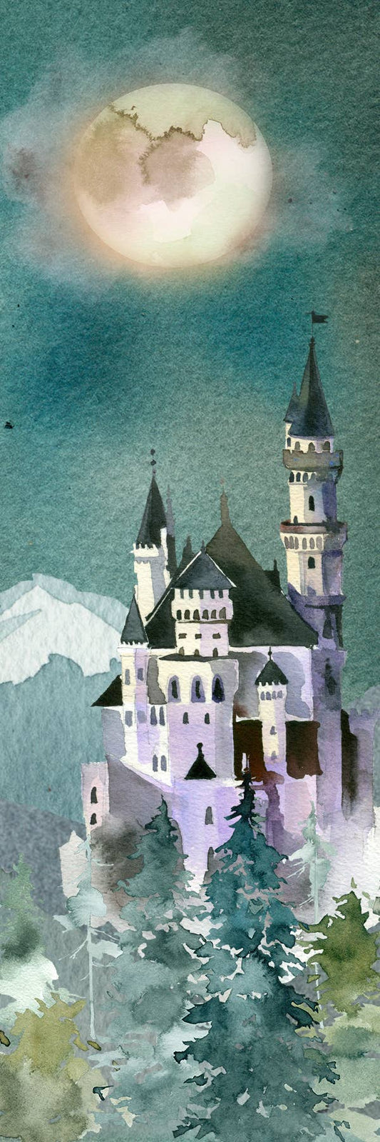 Fantasy Forest Castle Watercolor Bookmark