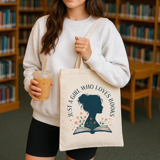 Girl Who Loves Books Canvas Tote Bag